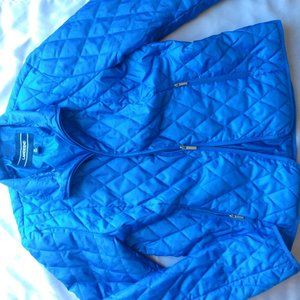 Land's End Blue Quilted Puffer Jacket Primaloft Blue Trim